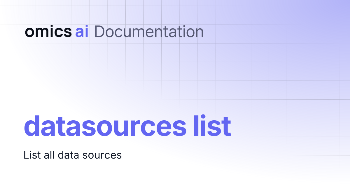 datasources list | Documentation