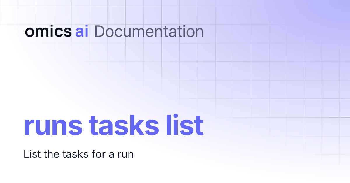 runs tasks list | Documentation