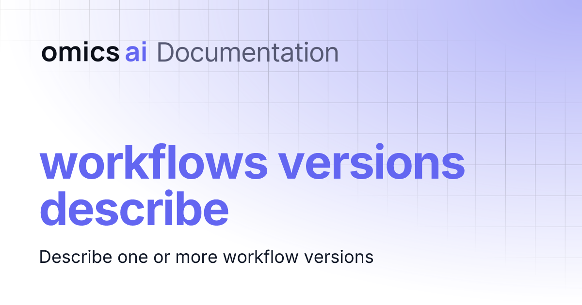 Workflows Versions Describe Documentation